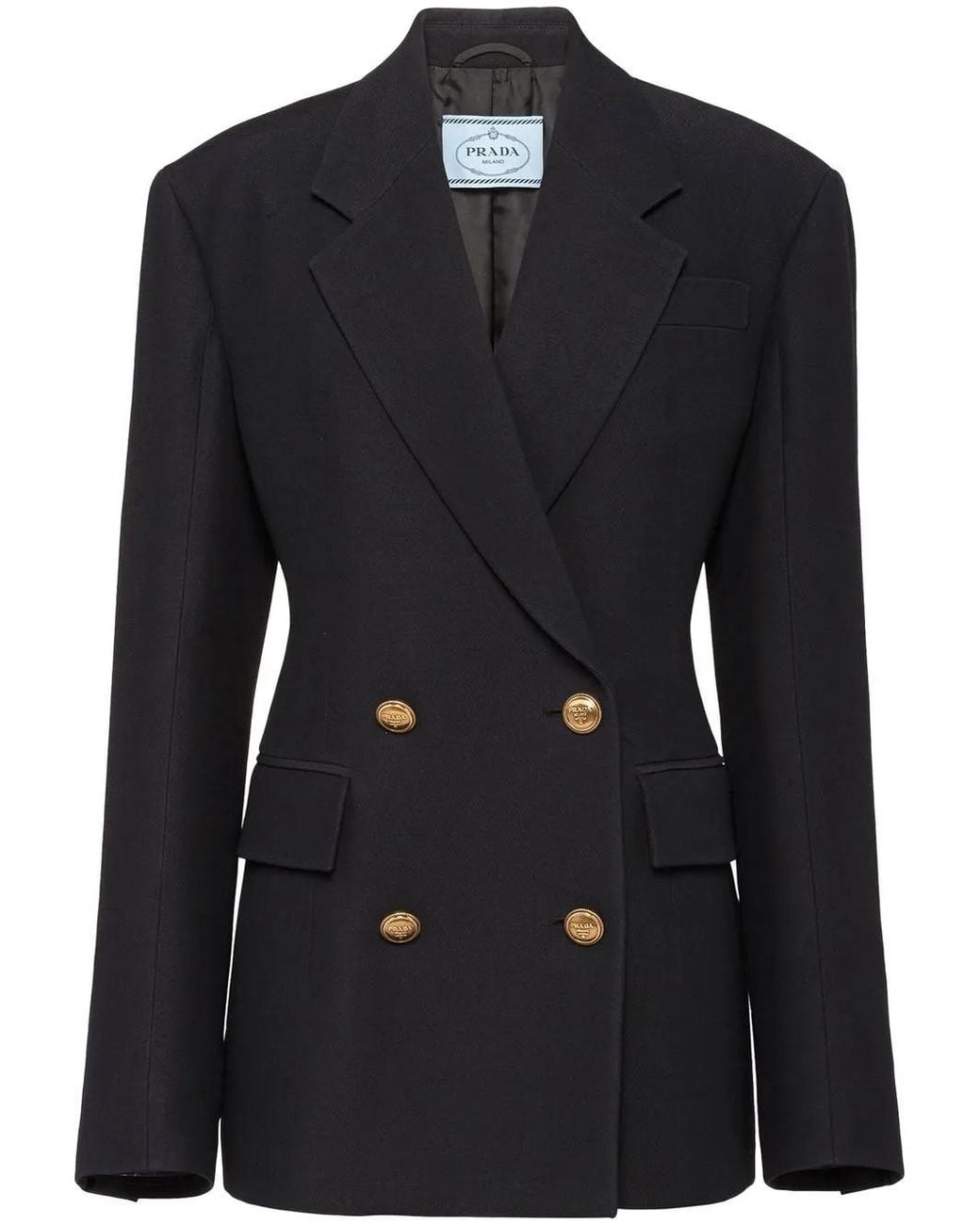 Prada Black Double-Breasted Tricotine Jacket