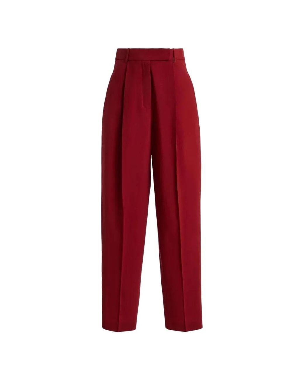 Rohe Red Daria Pleated Wool Trousers