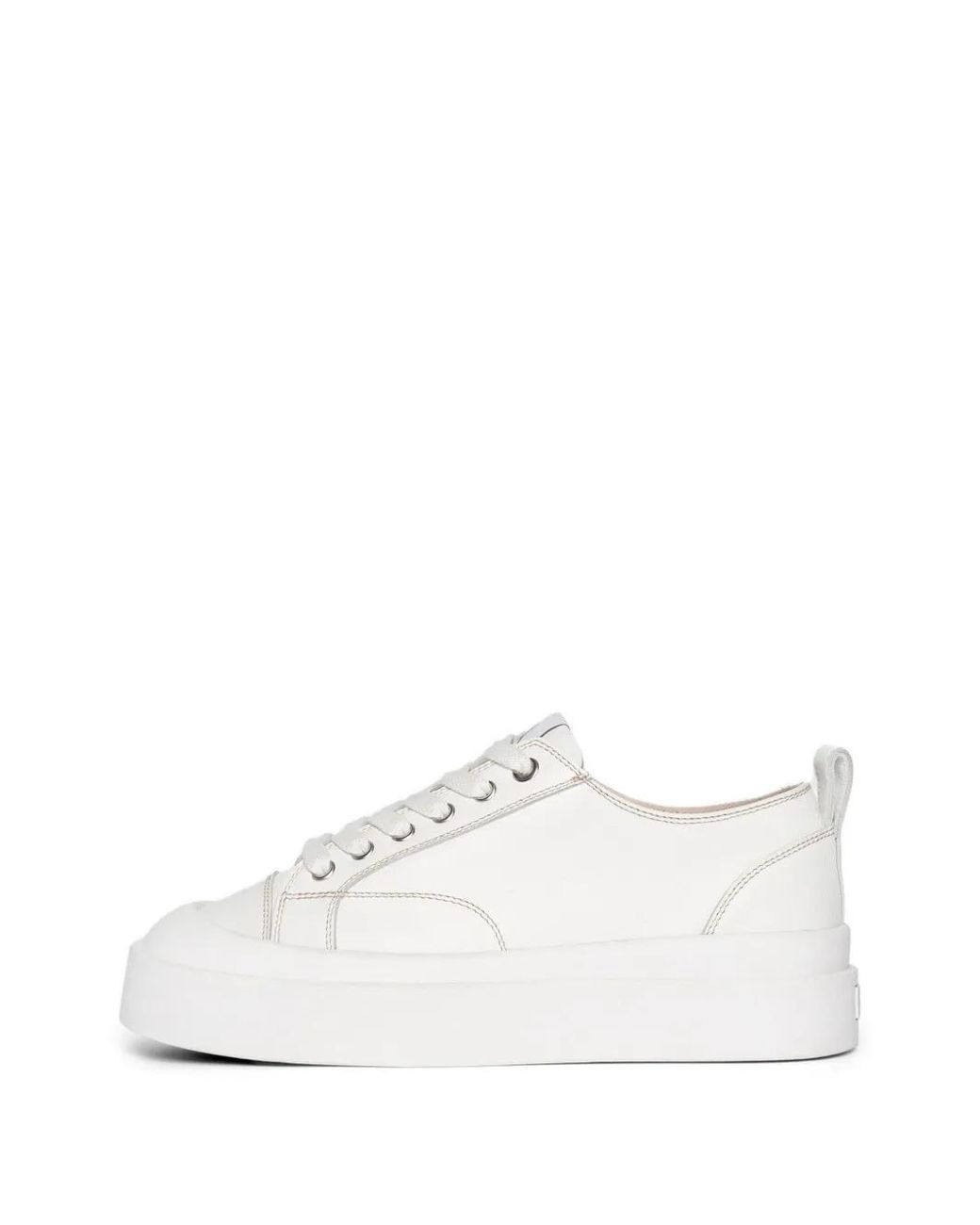 Manière De Voir White Vienna Leather Contrast Stitch Sneakers