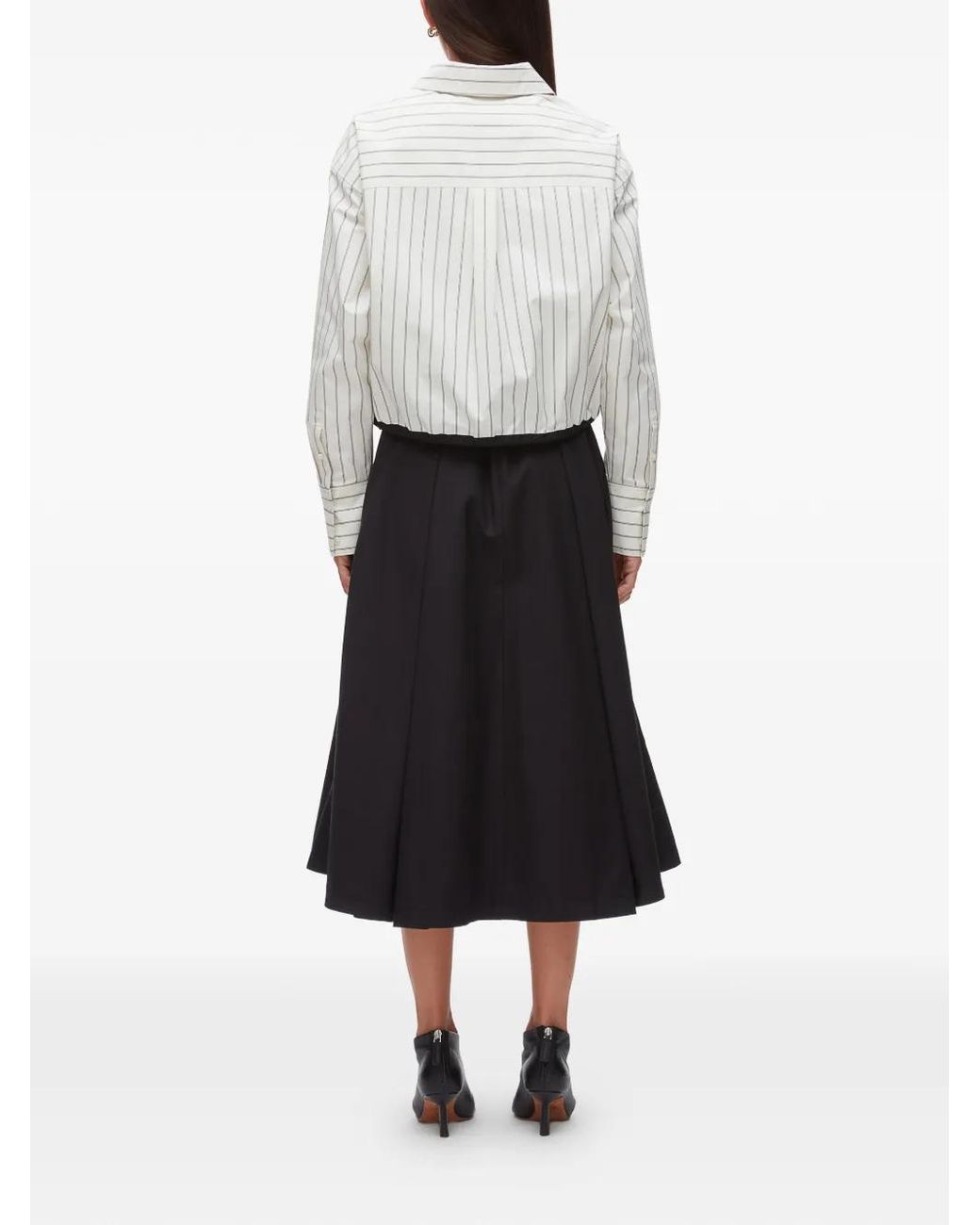 3.1 Phillip Lim White Striped Cropped Shirt