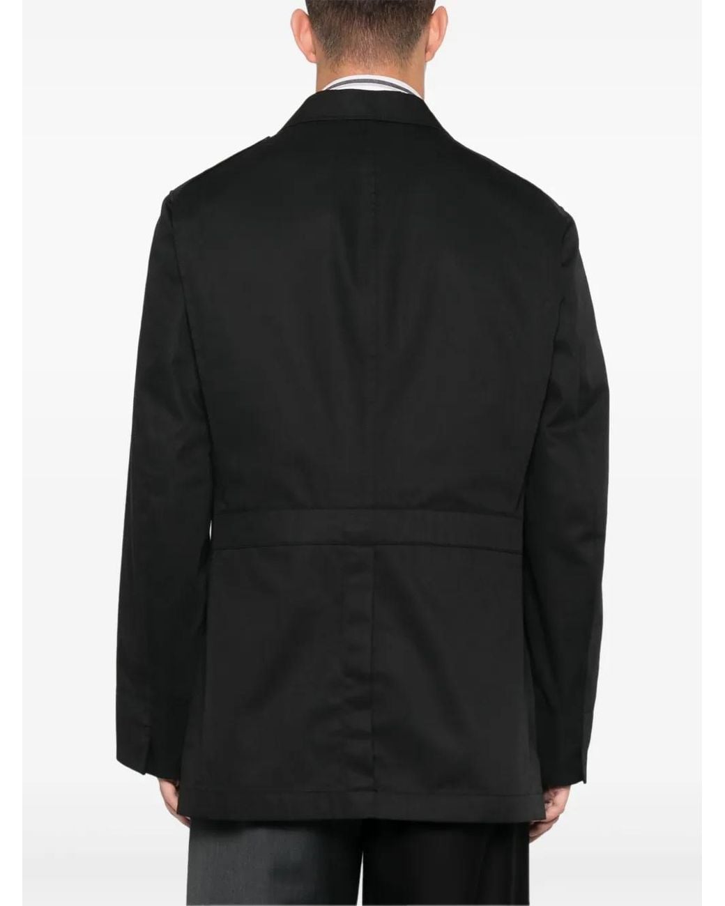 Yohji Yamamoto Black Pleat-Detail Twill Blazer for men