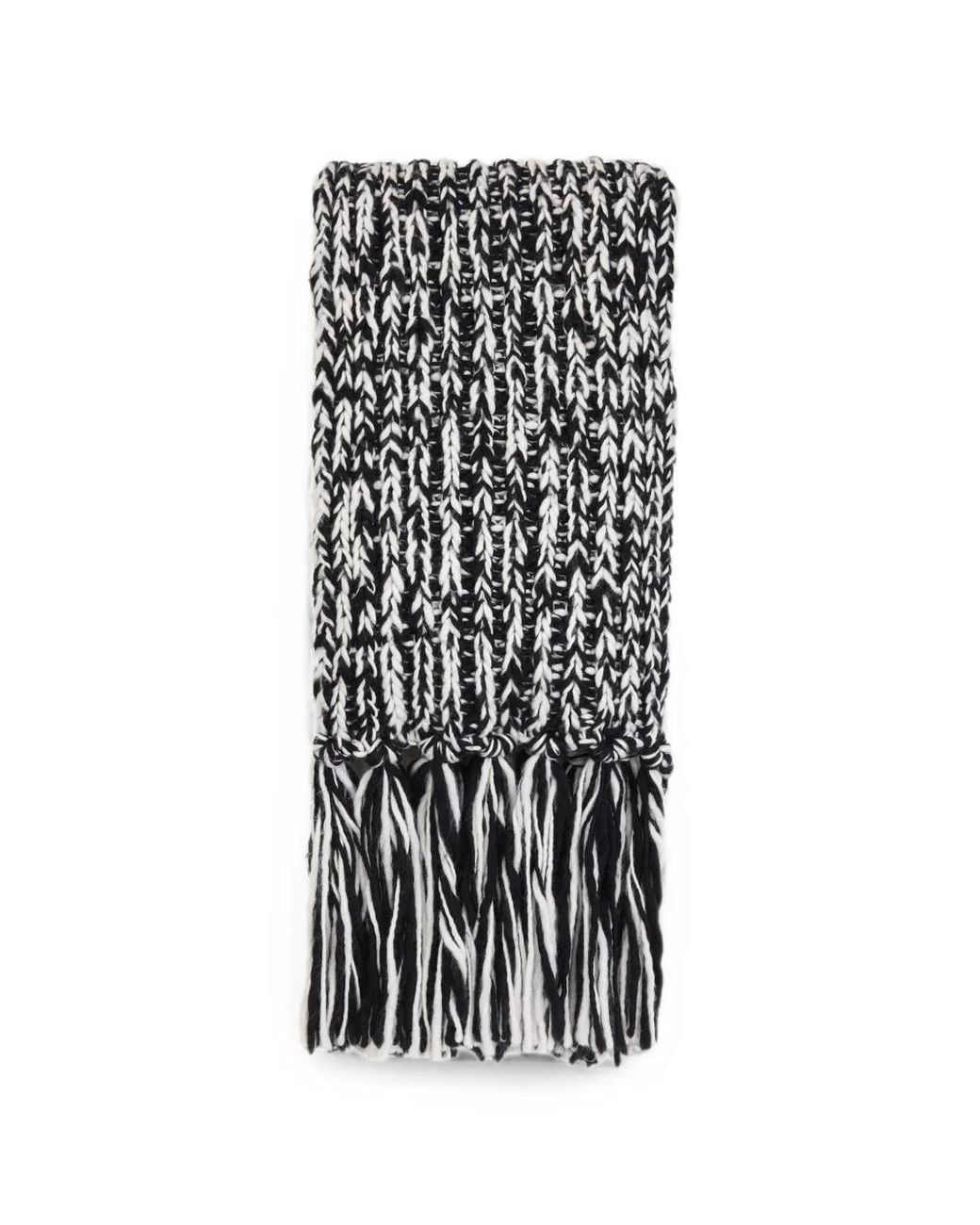AMI White Wool Knit Scarf