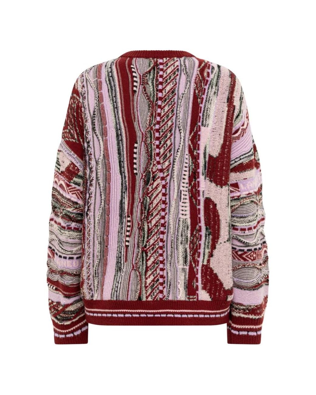 Laneus Red Jacquard-Knit Boxy Sweater