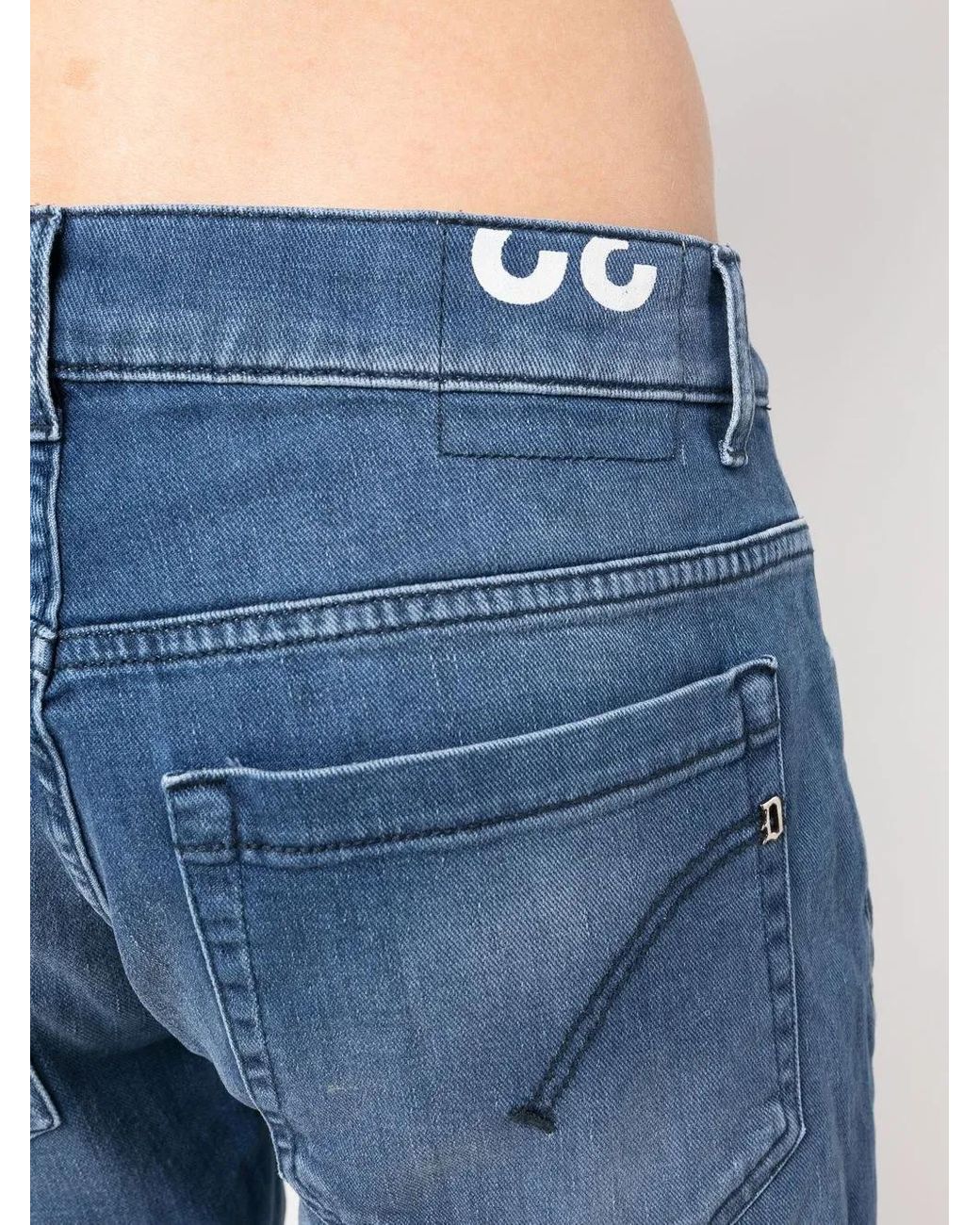 Dondup Blue Whiskering-Effect Denim Jeans for men