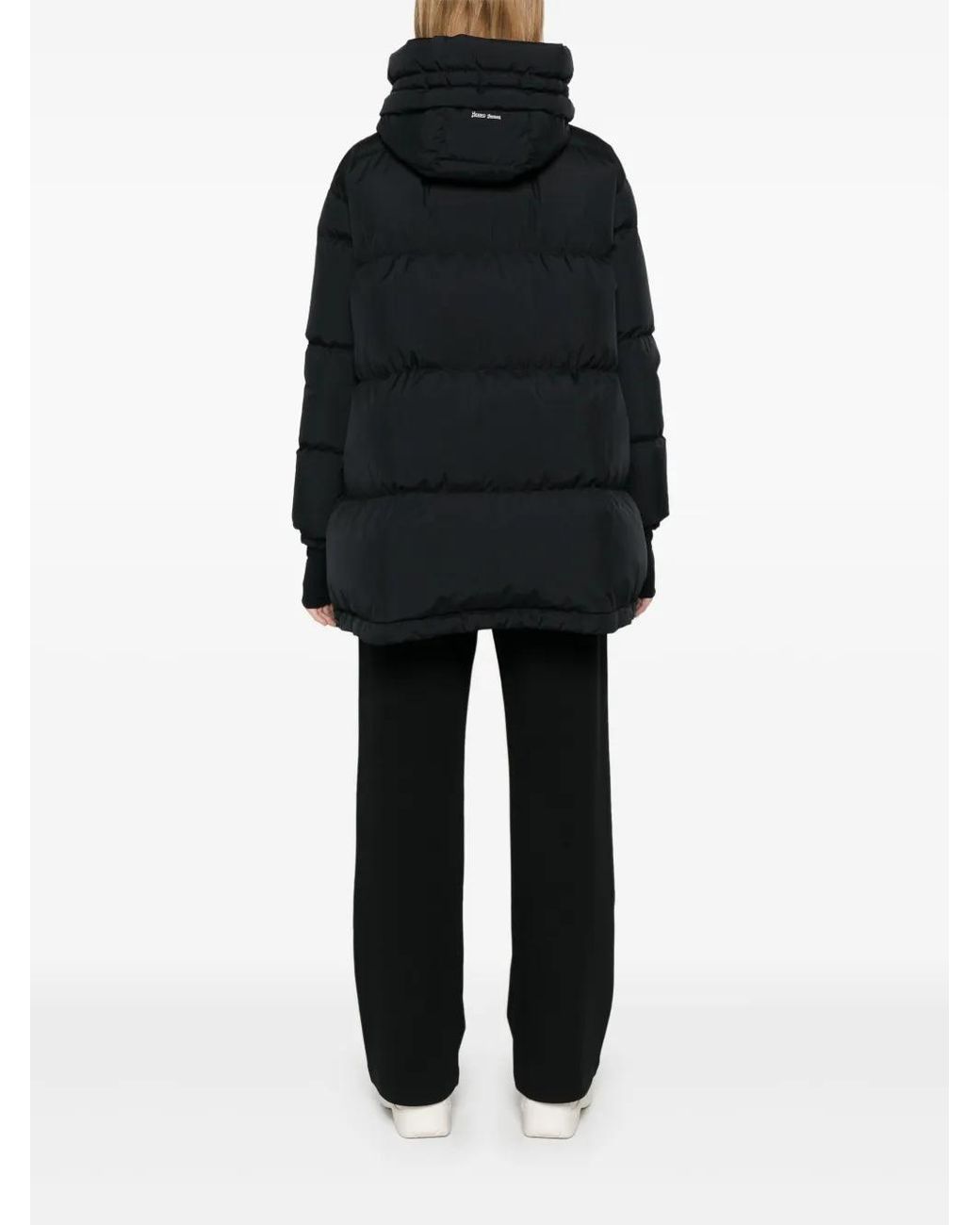 Herno Black Logo Keeper Loop Coat