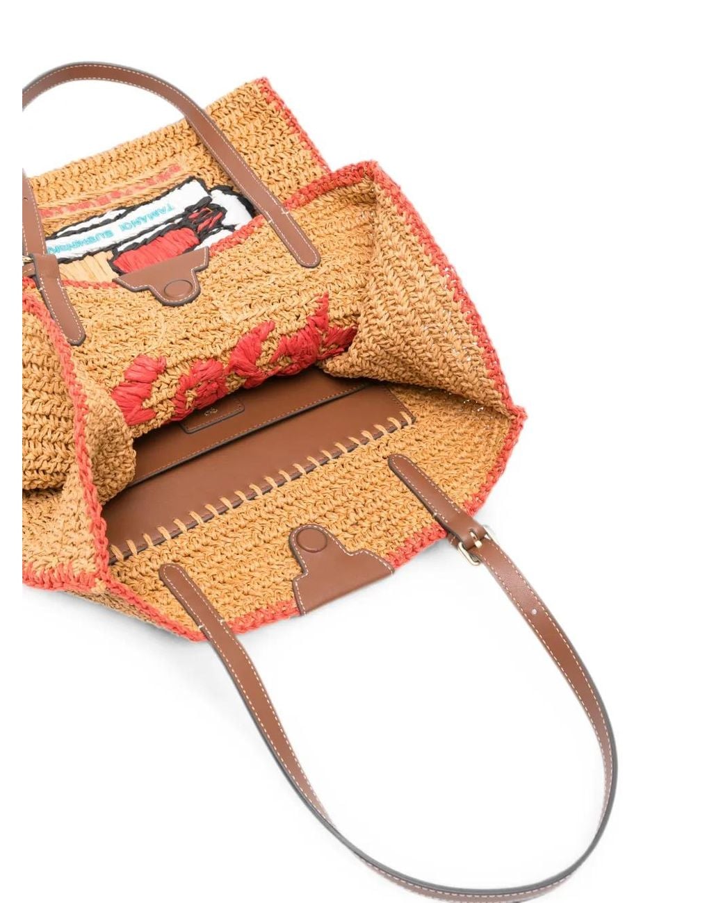Anya Hindmarch Red Sushi No Ko Raffia N/S Tote Bag Paper Raffia