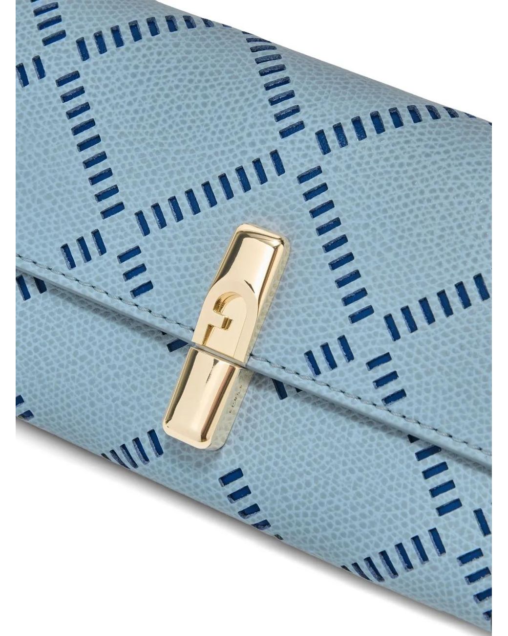 Furla Blue Iride Turnlock Patterned Wallet