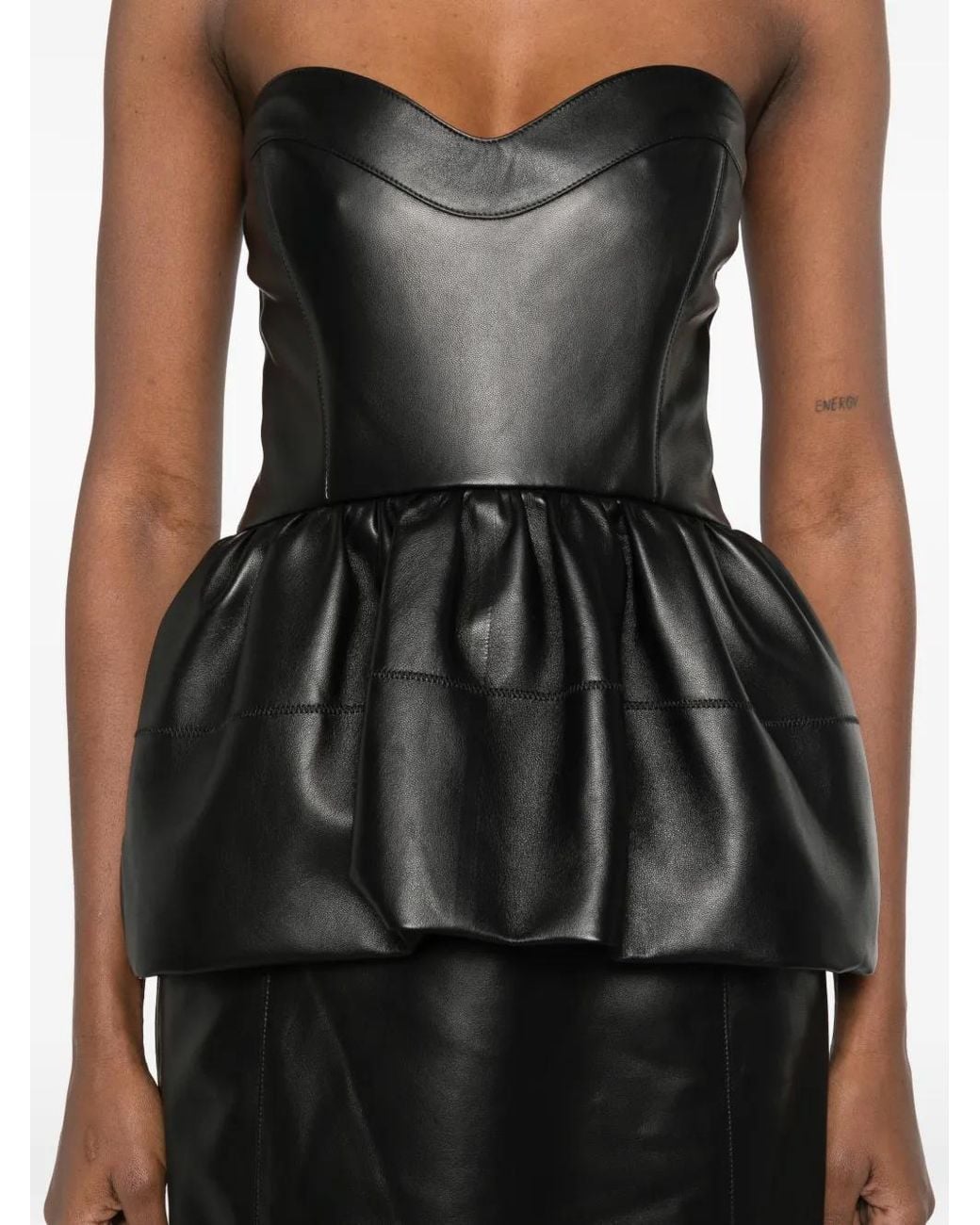 Fendi Black Strapless Peplum Midi Dress