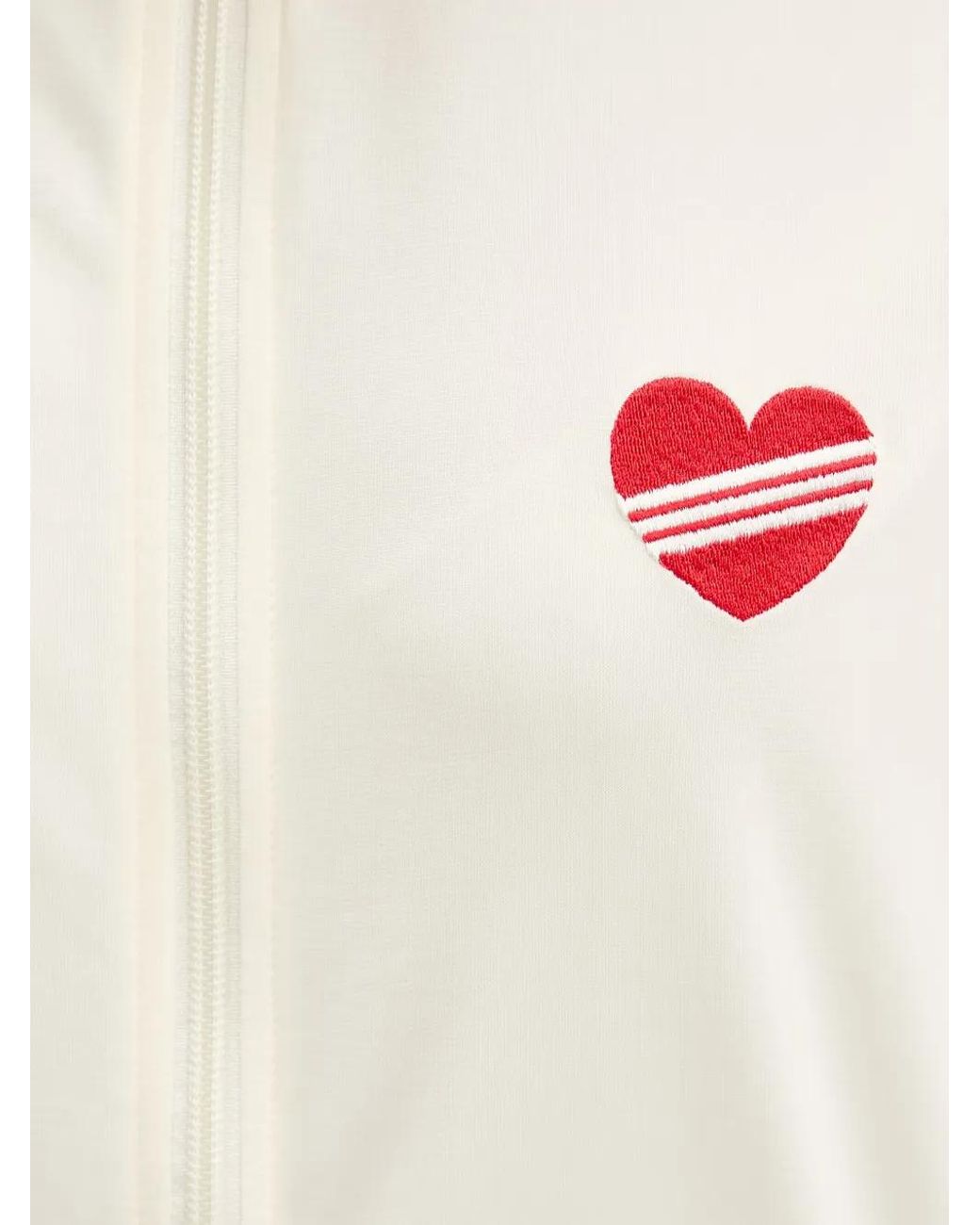 Adidas White Heart-Embroidered Side-Stripe Jacket