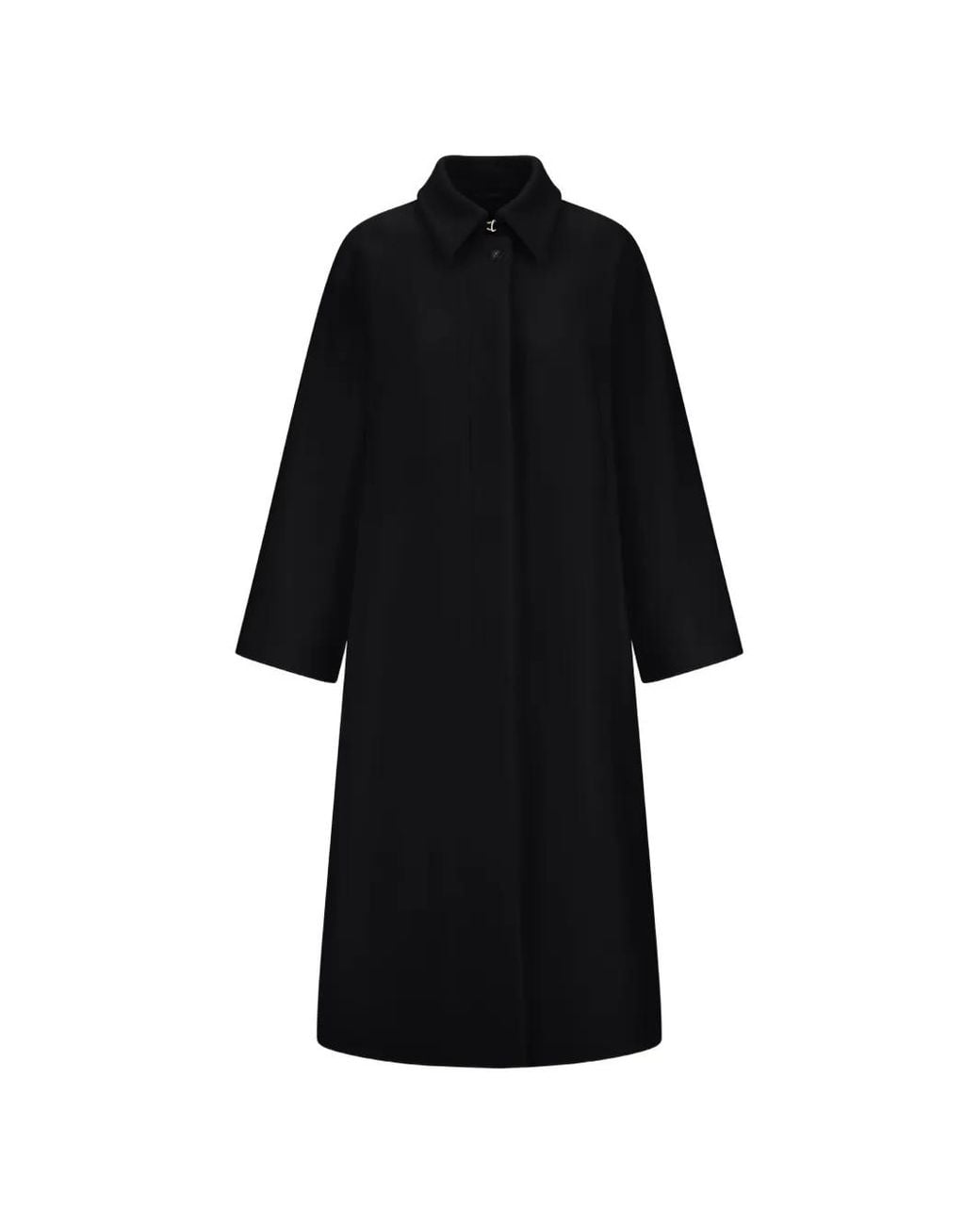 Herno Black Raglan-Sleeve Single-Breasted Coat