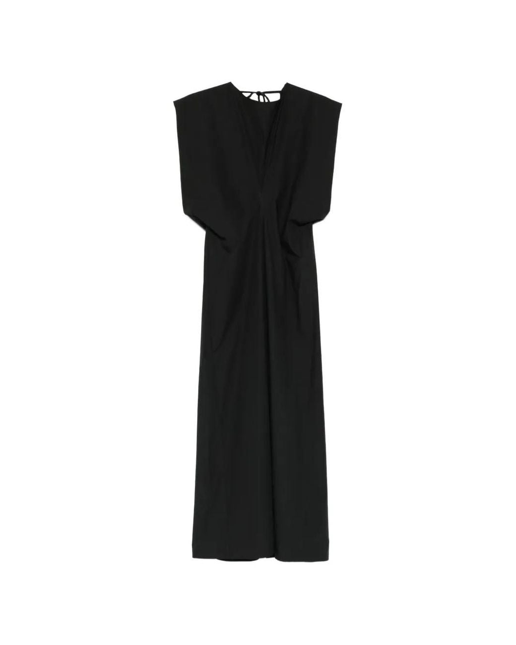 Alysi Black Crew-Neck Midi Dress