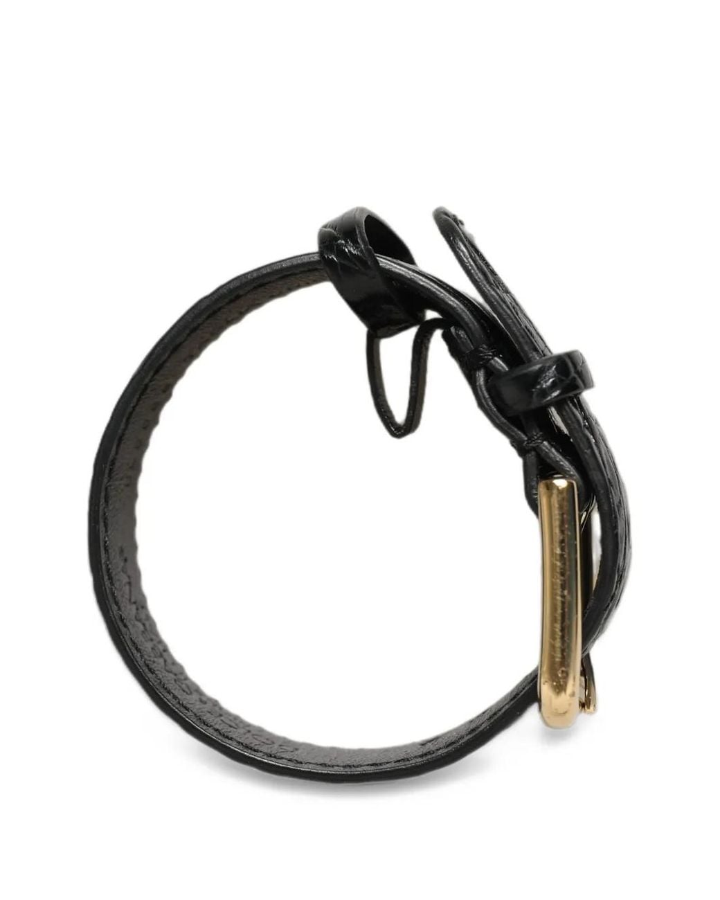 Dolce & Gabbana Black Croc-Effect Buckle Bracelet