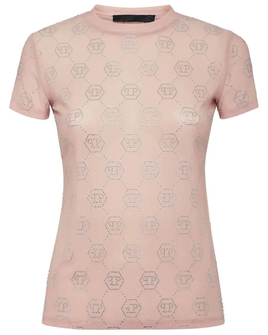 Philipp Plein Pink Pure Monogram Strass T-Shirt