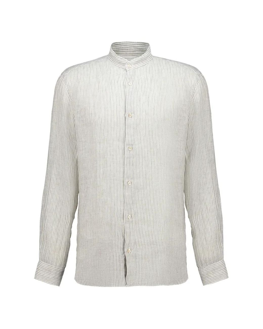Boglioli White Chemise Rayée À Manches Longues for men