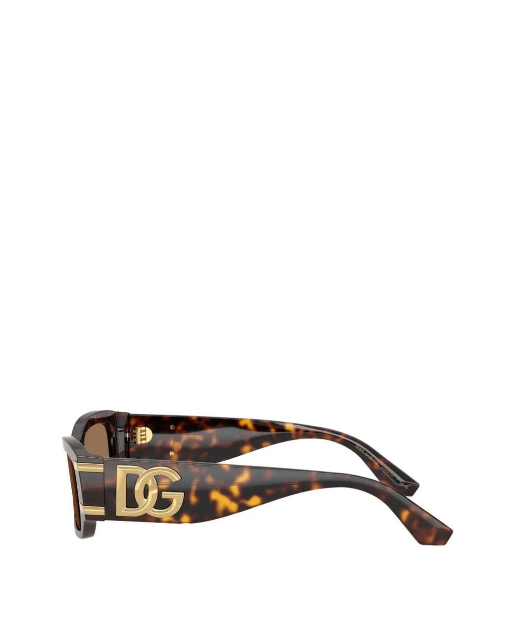 Dolce & Gabbana Brown Tortoiseshell-Effect Rectangle-Frame Sunglasses