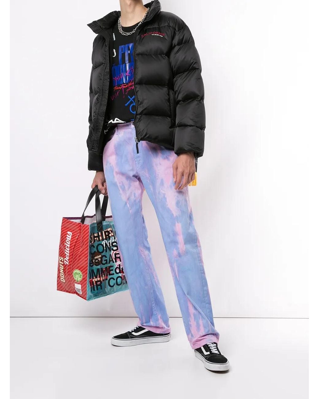 Doublet Black Fringed Puffer Coat for men