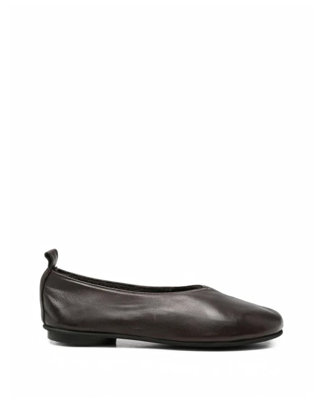 Liska Black Pull-Tab Leather Ballet Flats