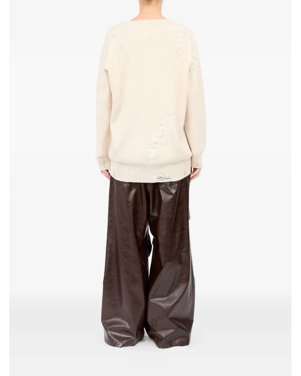 MM6 by Maison Margiela White Distressed Sweatshirt