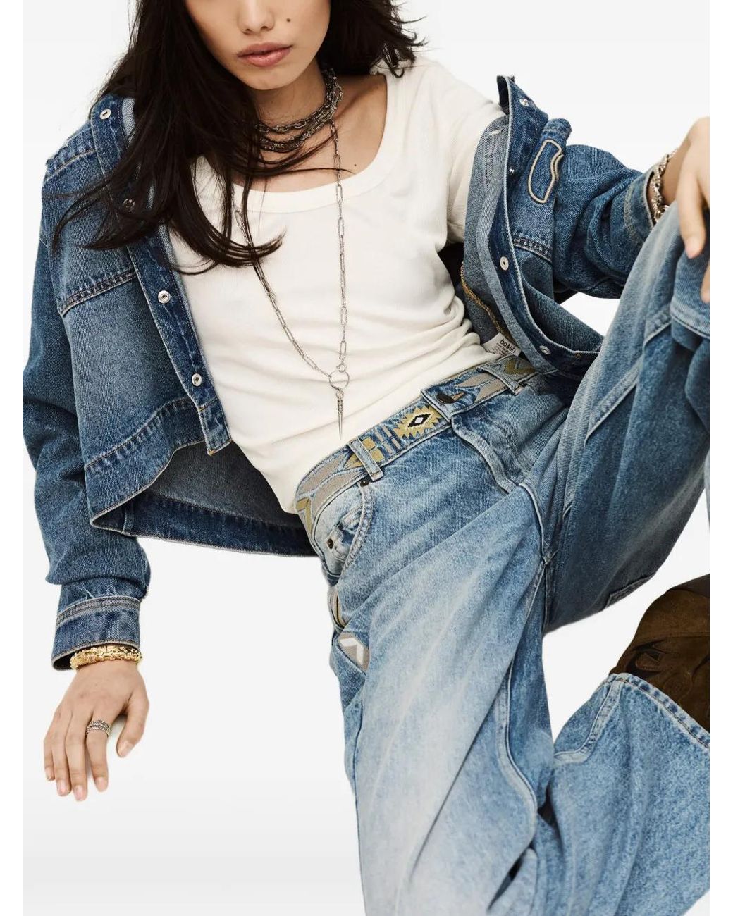 Ba&sh Blue Rize Wide-Leg Jeans