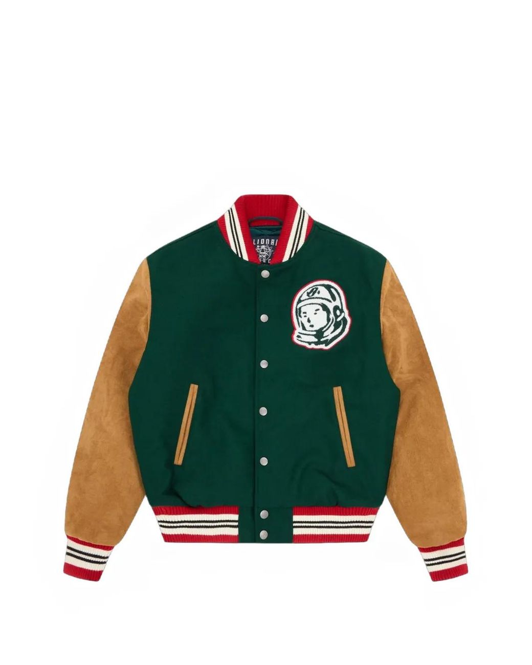BBCICECREAM Green Astro Golf Club Embroidered-Logo Varsity Jacket for men