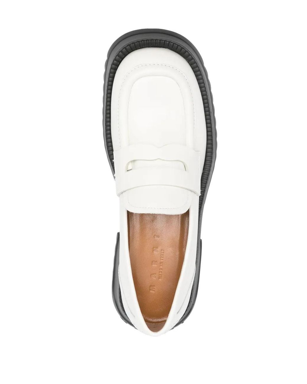 Marni White Two-Tone Leather Loafers