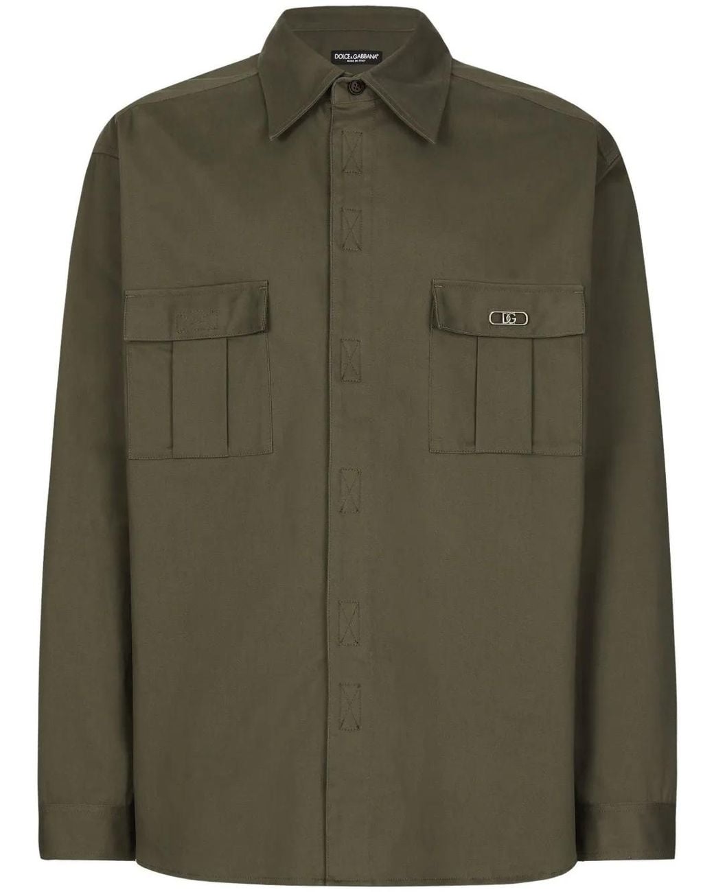 Dolce & Gabbana Green Flap Pocket Button-Up Shirt for men