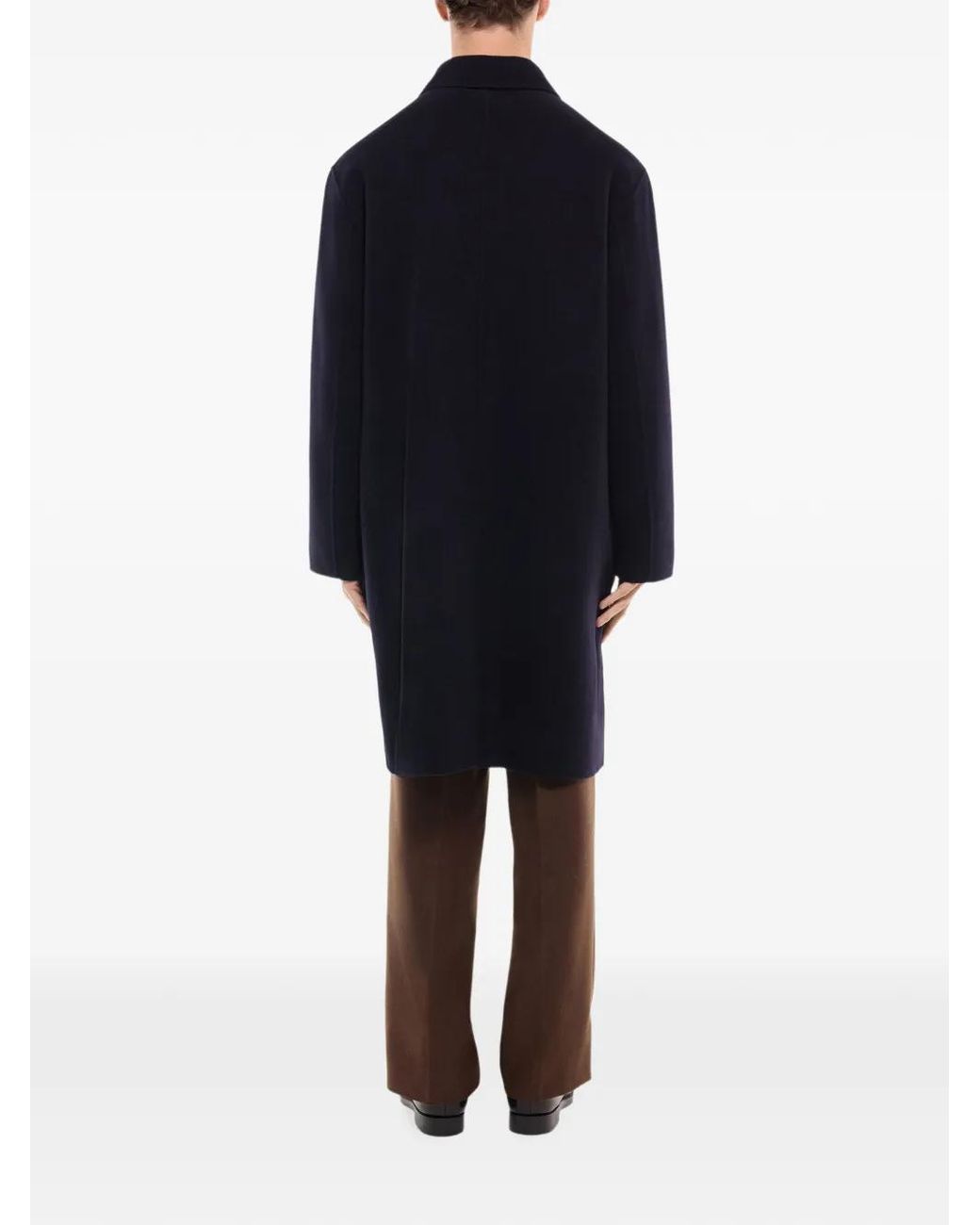 Fursac Blue Button-Up Wool Overcoat for men