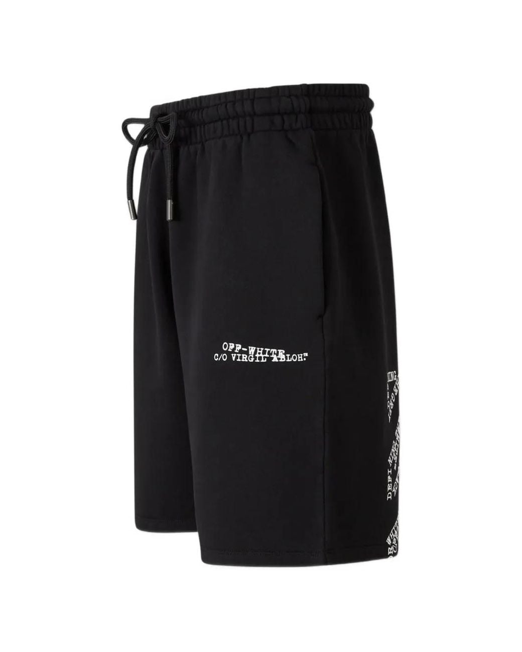 Off-White c/o Virgil Abloh Black Drawstring Printed Shorts for men