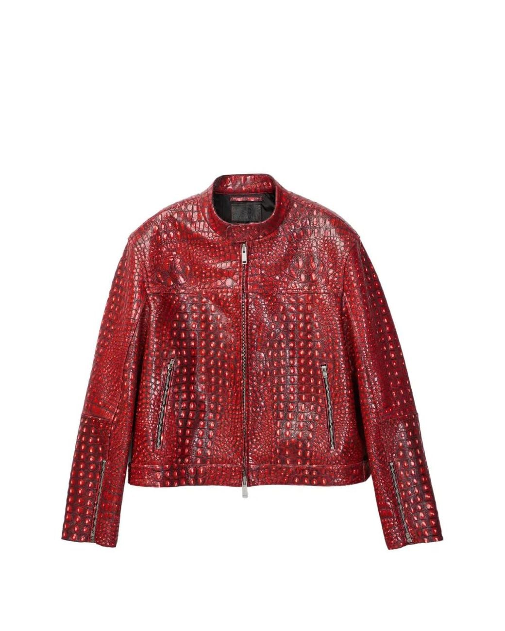 CAMPERLAB Red Zipped Smooth Leather Jacket
