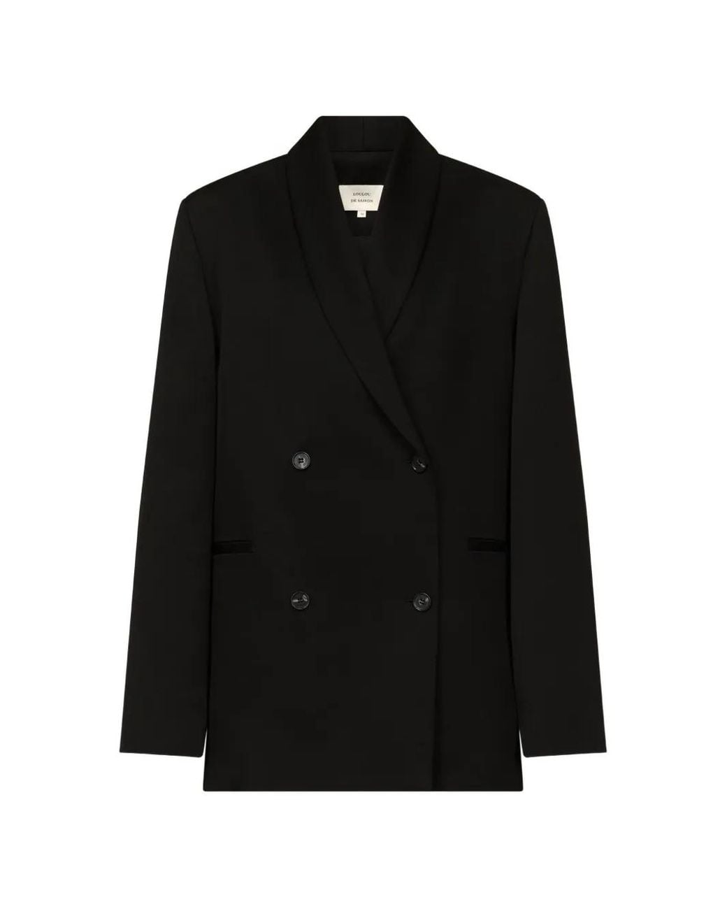 Loulou de Saison Black Sira Double-Breasted Shawl-Collar Jacket