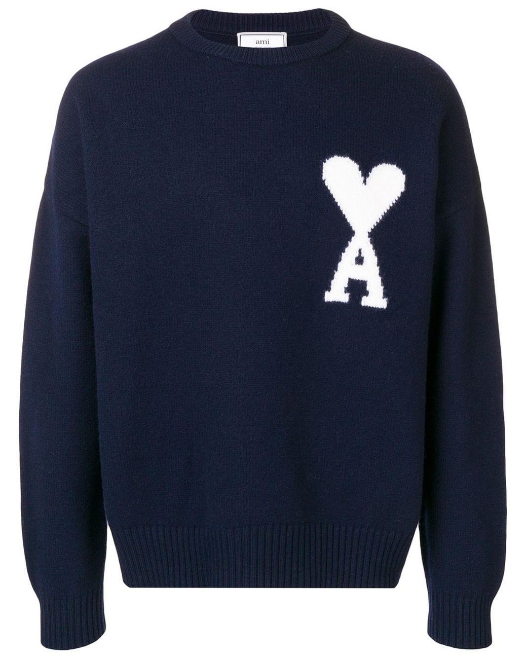 Ami Paris Oversized Logo-intarsia Merino-wool Sweater in