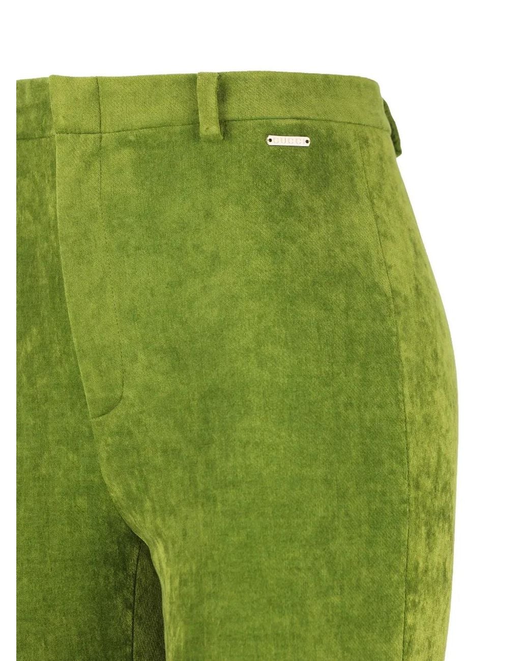 Gucci Green Logo-Plaque Slim-Fit Trousers