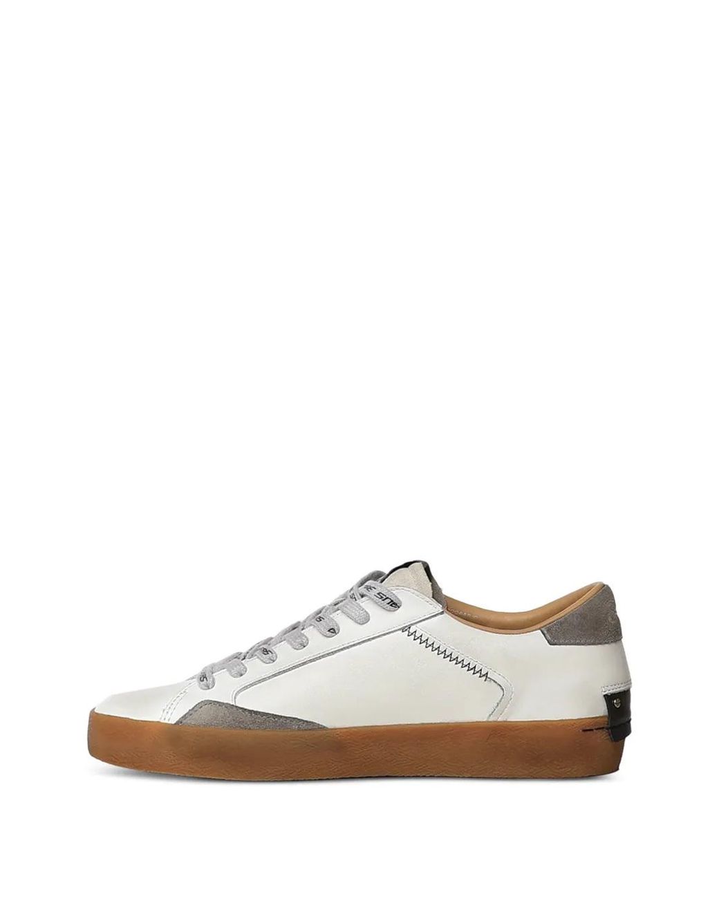 Crime London White Distressed-Effect Panelled Sneakers for men