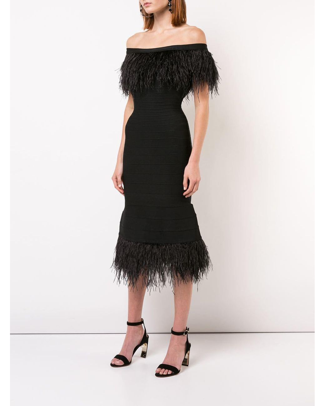 Herve leger feather clearance dress