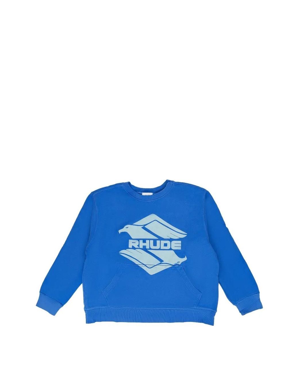Rhude Blue Logo-Print Elbow-Patch Sweater for men