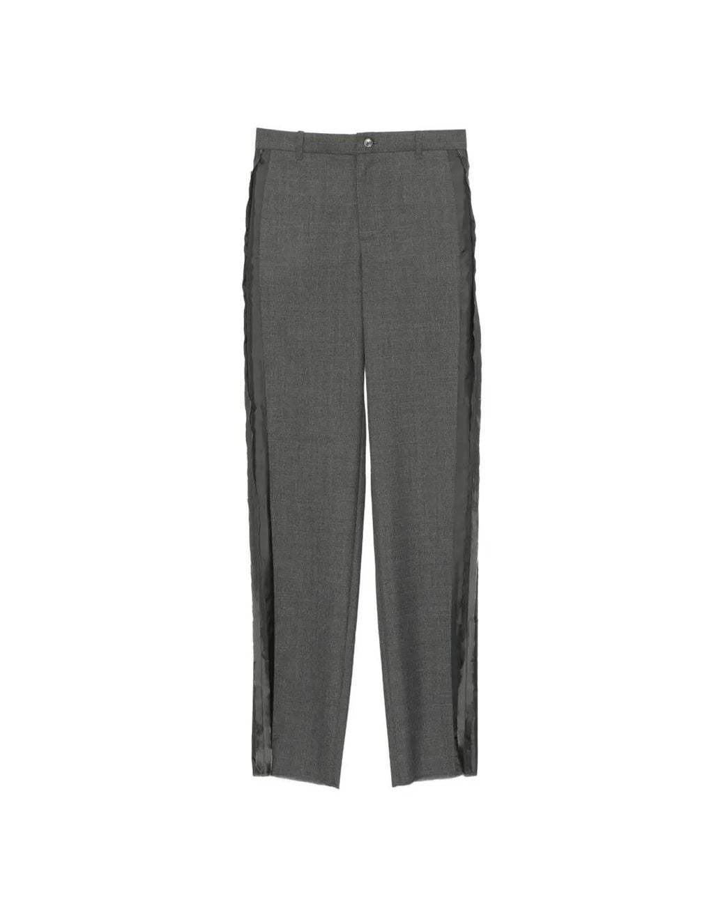 SONIA CARRASCO Gray Frayed Side-Stripe Straight-Leg Trousers