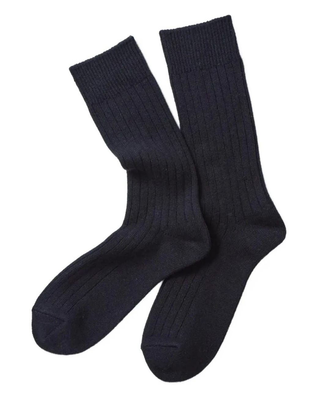 RoToTo Blue Ribbed Crew Socks