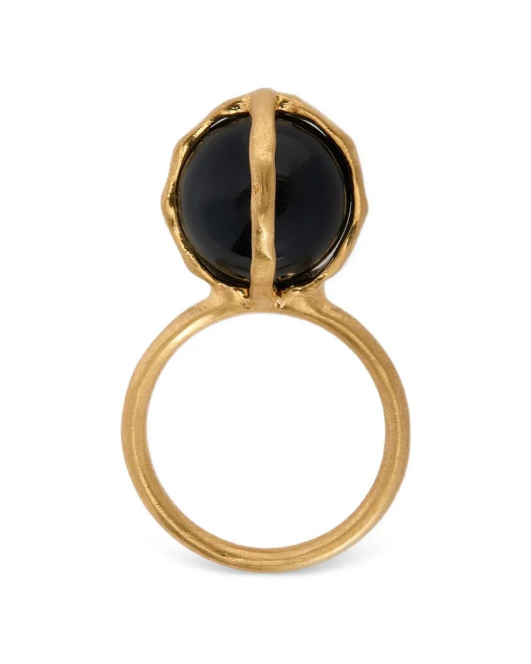 Jil Sander Metallic Handgefertigter Ring Mit Onyx