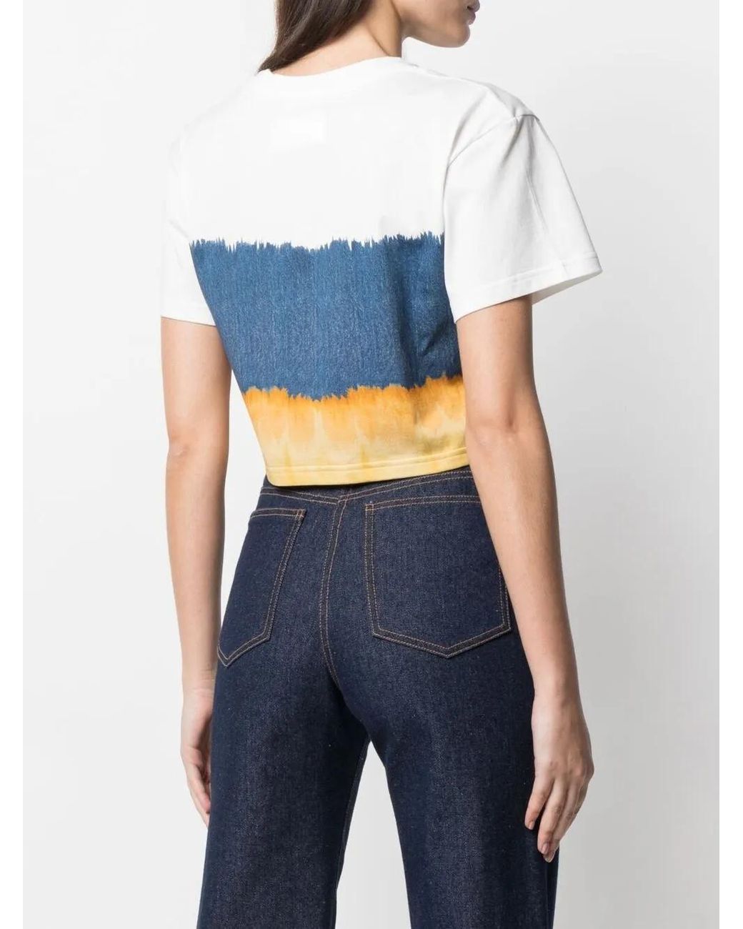 Alberta Ferretti Blue Tie-Dye Print Cotton T-Shirt