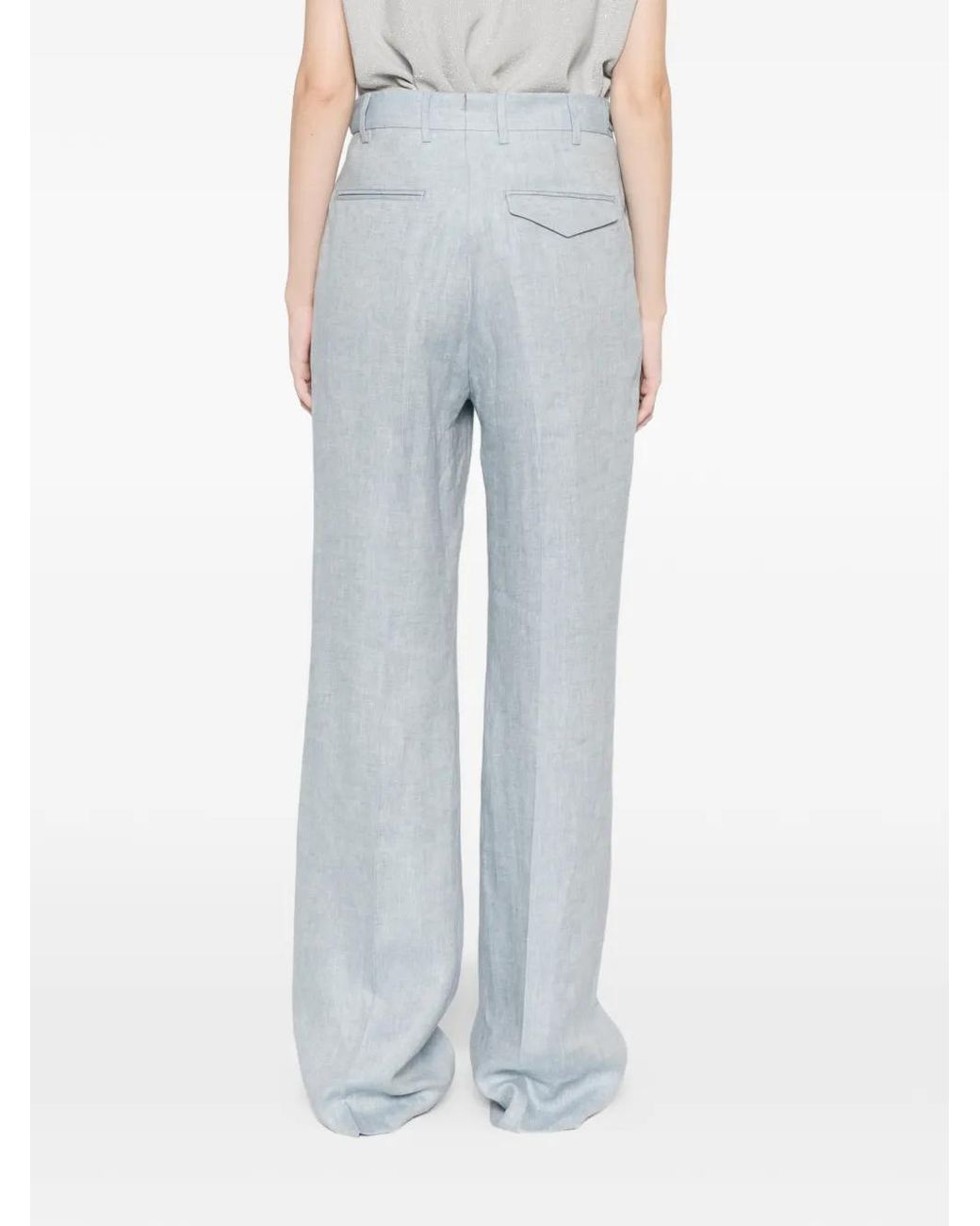Berwich White Simona Pleated Trousers