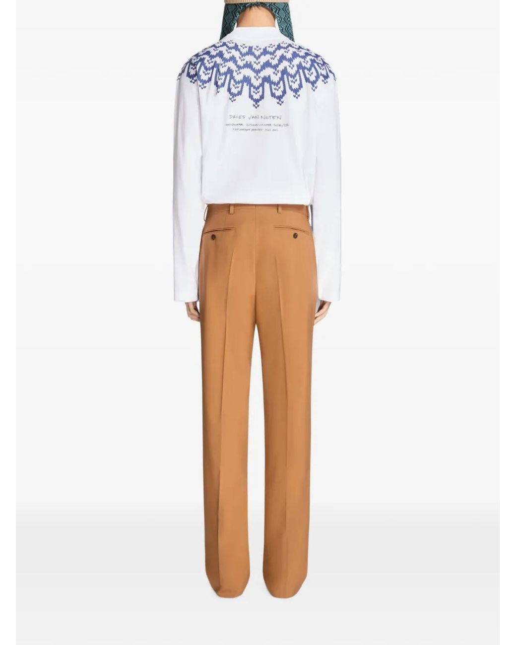 Dries Van Noten Blue Long-Sleeve Cotton Tee for men