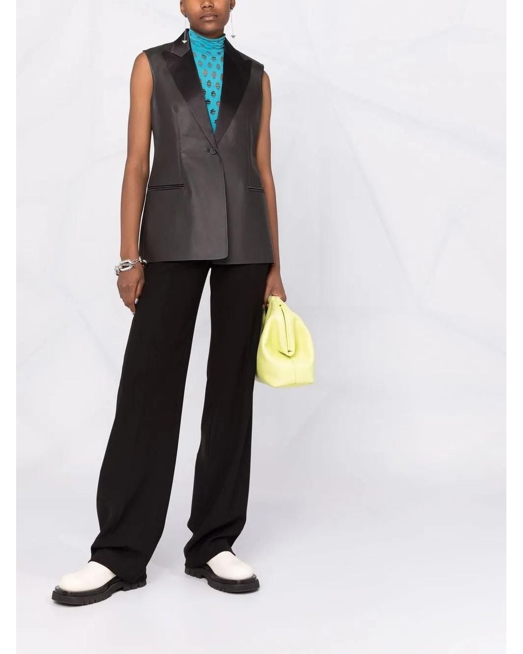 Ferragamo Black Tailored Leather Blazer
