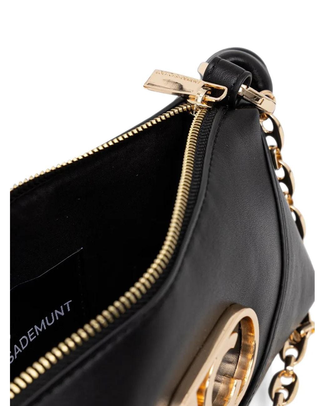 Lola Casademunt Black Logo-Plaque Knotted-Strap Crossbody Bag