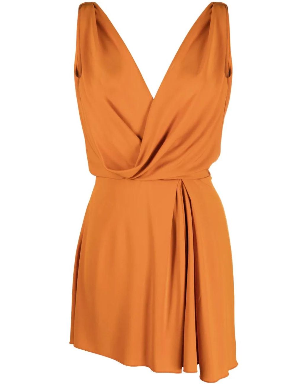 Alberta Ferretti Orange Robe Drapée À Col V