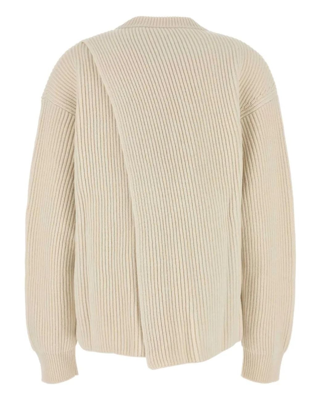 Jil Sander Natural Ribbed Wool Sweater