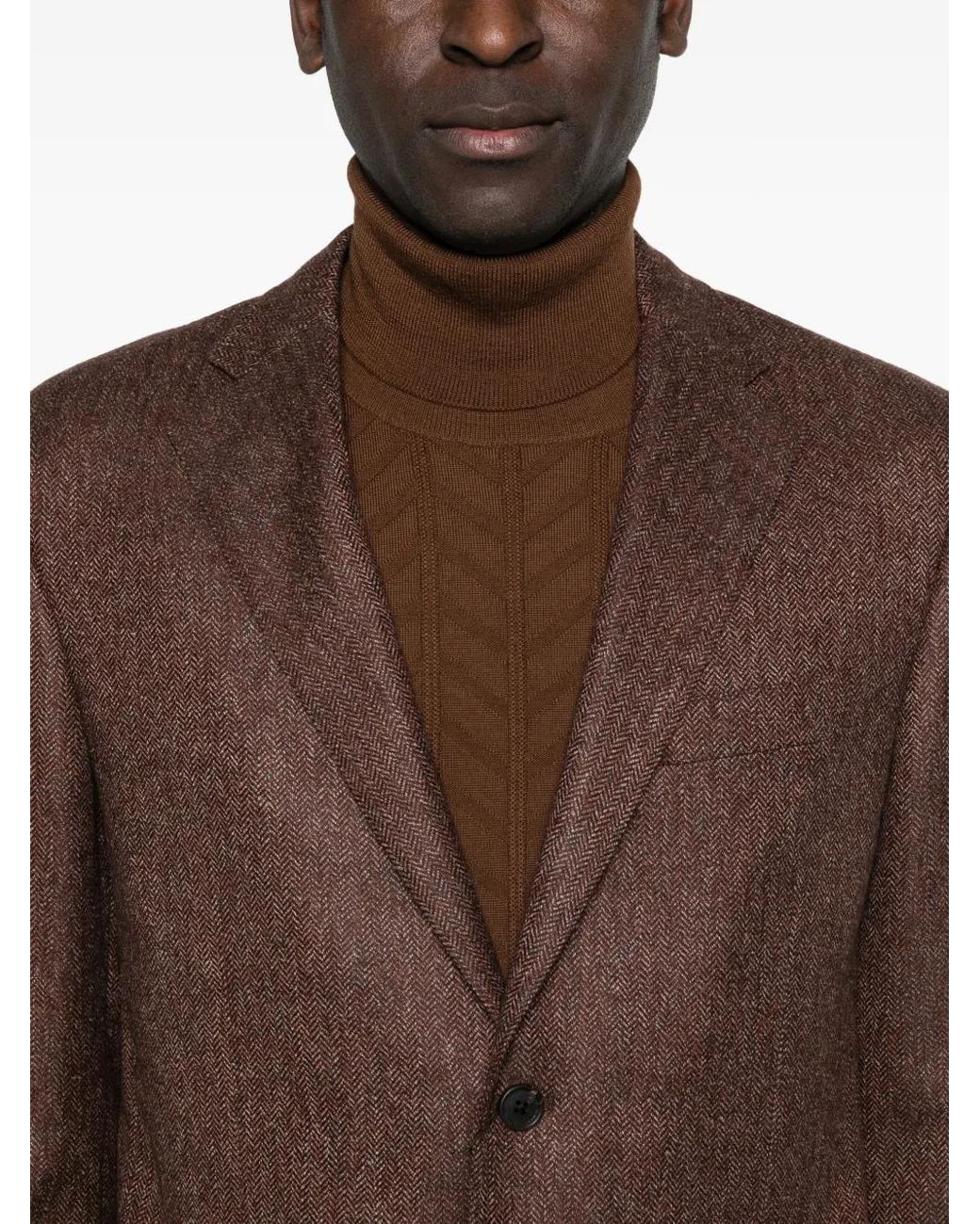 Corneliani Brown Button Single-Breasted Jacket for men