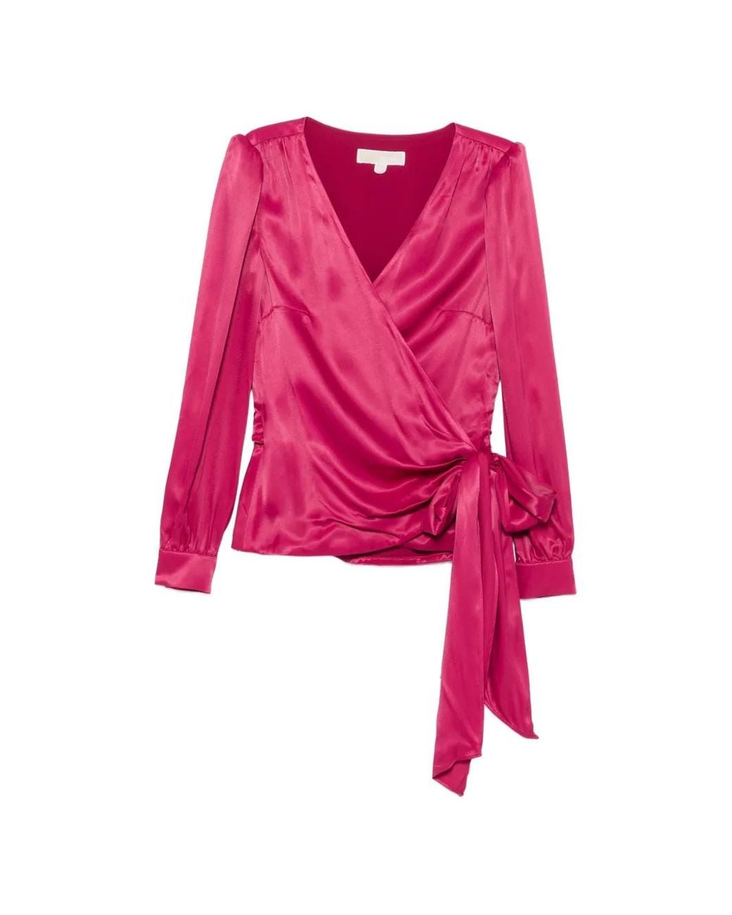 Michael Kors Pink Wrap-Style Side-Tie Blouse