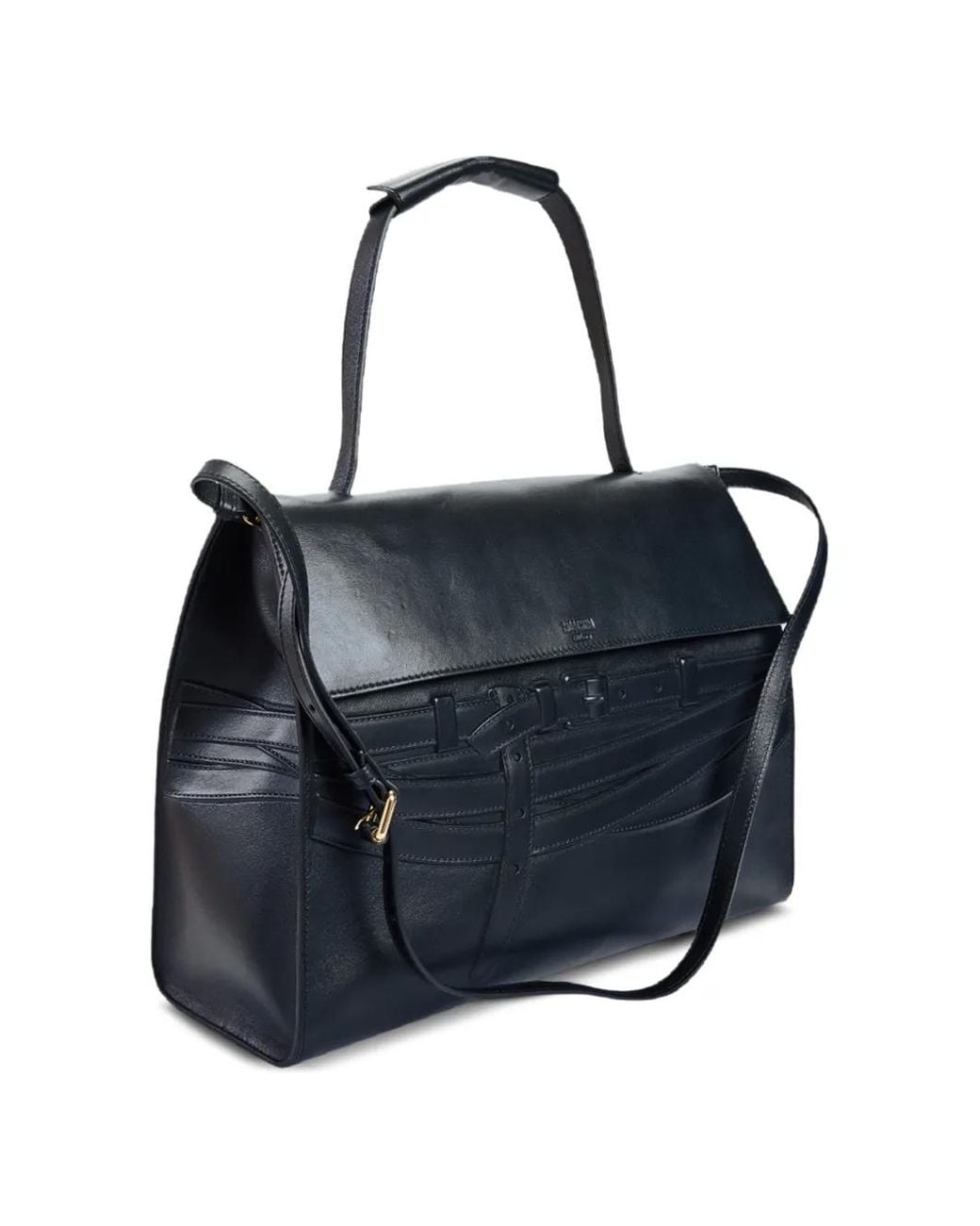 Moschino Black Large Tie Me Embossed Shoulder Bag