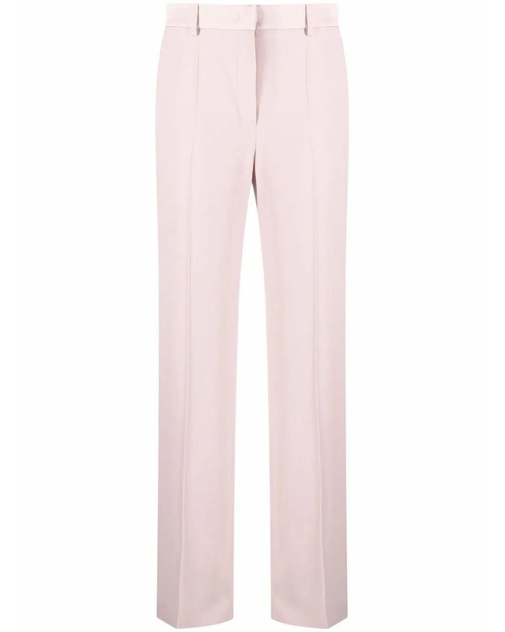Alberta Ferretti Pink Satin-Trim Wide-Leg Trousers