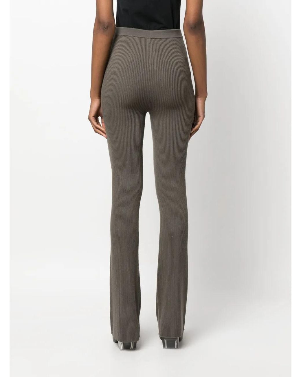 Rick Owens Gray Ribbed Flared Trousers